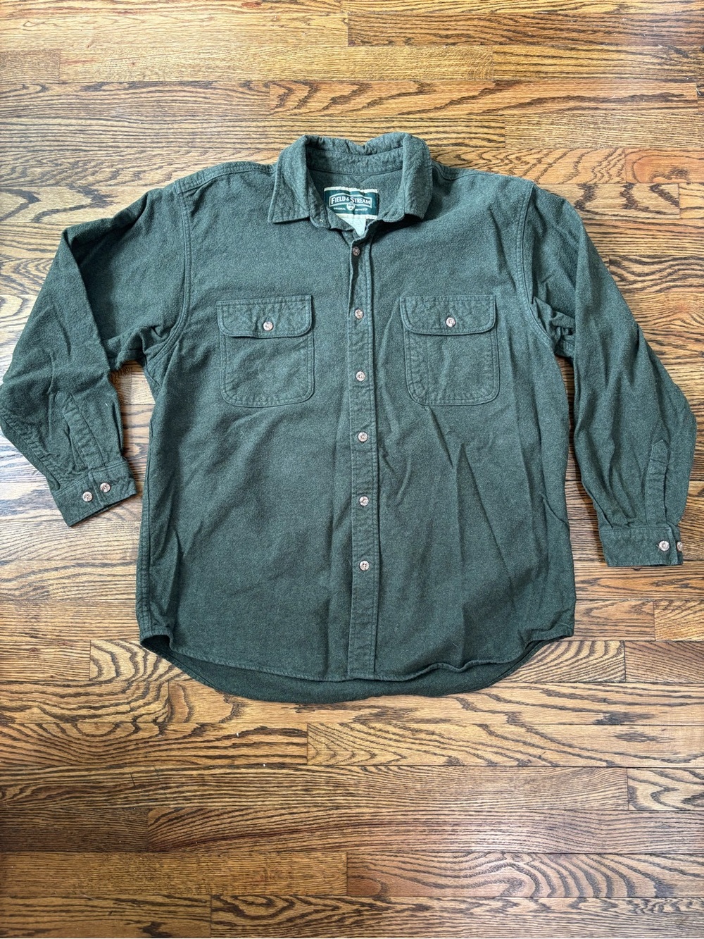 Field & Stream Chamois Men's Shirt Sz XL Heavy Flannel Olive Green